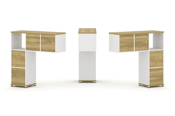 Concept Надставка низкая CN.DNN-004 Дуб Винченцо/Белый Бриллиант/Металл Белый 1099*365*1130 - Вид 1