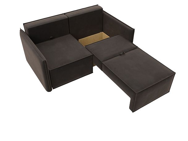 Диван прямой Либерти мини Велюр коричневый - Вид 7