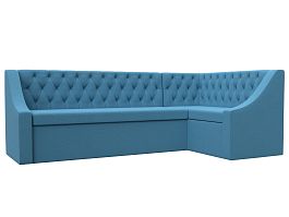 Диван кухонный угловой Мерлин правый угол Рогожка голубой - Фото предпросмотра