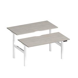 Рабочая станция на электроприводе с вырезами Elevo А2 БГ 103.2 ДШ дуб шамони/ белый гладкий - Фото предпросмотра