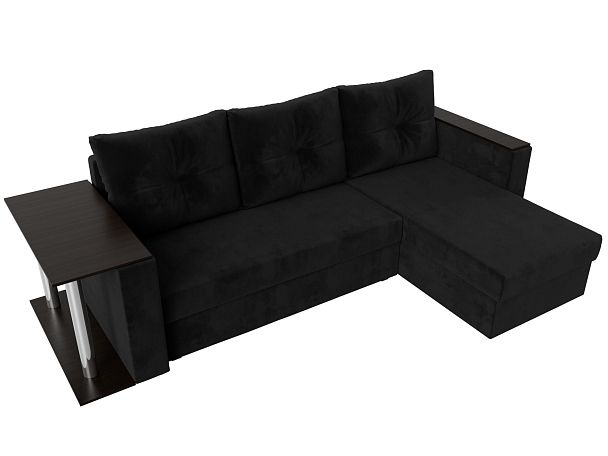 Угловой диван Атланта Лайт правый (полностью велюр черный) - Вид 5