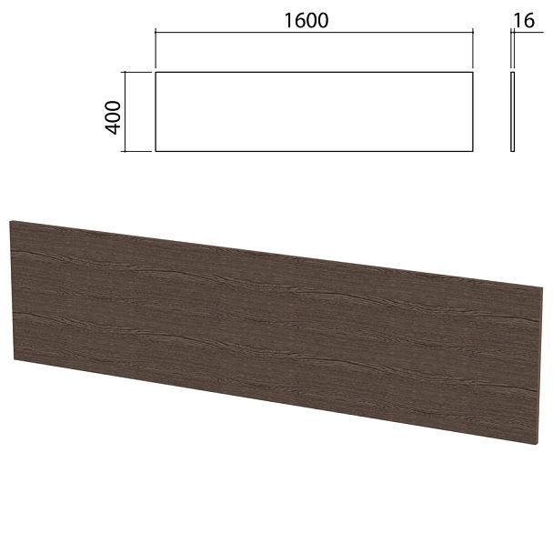 Экран-перегородка "Канц" 1600х16х400 мм, БЕЗ ФУРНИТУРЫ (код 640237), цвет венге, ЭК13.16 - Вид 1