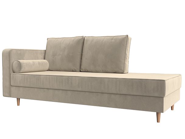 Кушетка Прайм левый (полностью микровельвет бежевый) - Вид 1