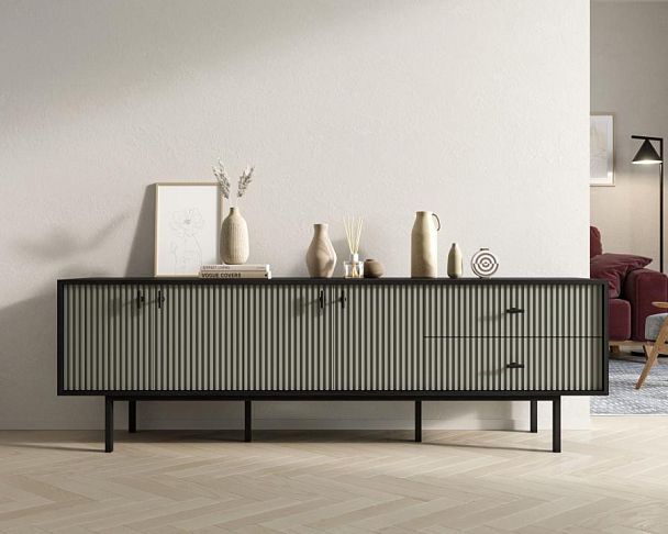 Комод с четырьмя дверками и двумя ящиками Emerson арт EM04/gray/L - Вид 5