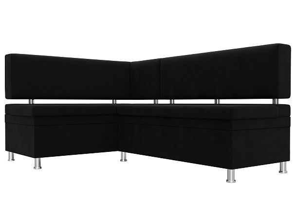 Кухонный уголок Стайл левый (полностью микровельвет черный) - Вид 3