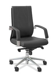 Кресло посетителя Торино Эко HM натуральная кожа с компаньоном / черная - Фото предпросмотра