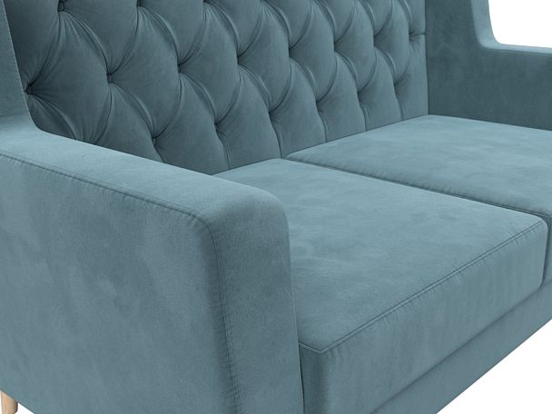Прямой диван Брайтон 2 Люкс (полностью велюр бирюзовый) - Вид 4