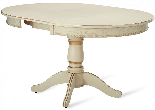 Стол деревянный раздвижной Вэлт D110(150)х110х76 Слоновая кость с золотой патиной - Вид 3