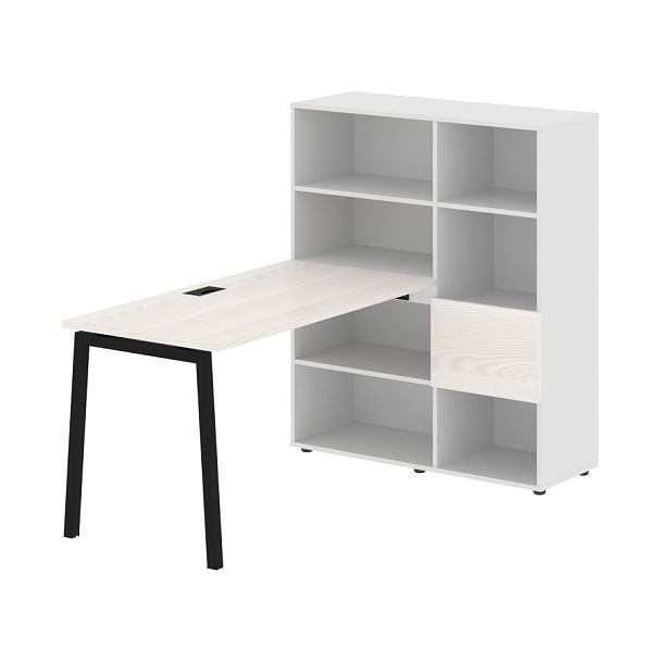 Стол-стеллаж ELRST 1113 Ясень Траун/Черный/Белый 1790х1120х1355 EDIS - Вид 1