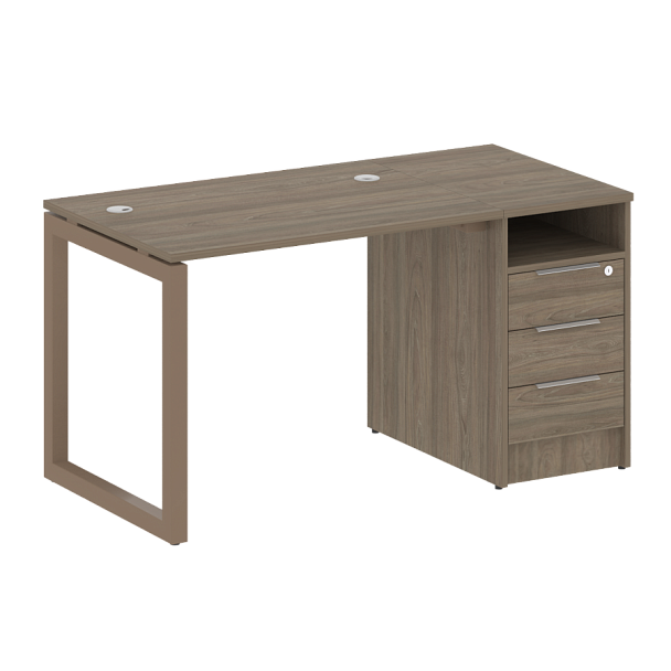 Metal System Quattro Р. ст. с тумбой на О-образном м/к 50БО.РС-СТП-1.1 Вяз/Мокко металл 1412*720*750 - Вид 1