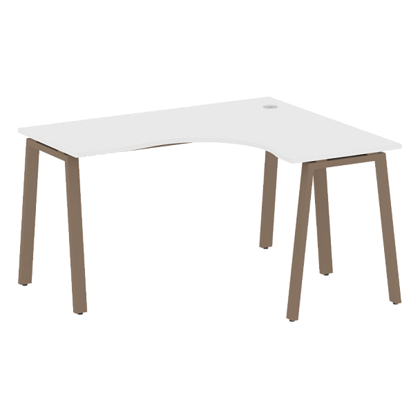 Metal System Стол криволинейный правый на А-образном м/к БА.СА-3 (R) Белый/Мокко металл 1400*1200*750 - Вид 1