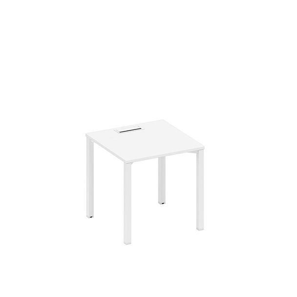 Стол письменный на металлокаркасе, столешница с заглушкой Space+ А1 БГ 021 БП белый премиум / белый гладкий - Вид 1