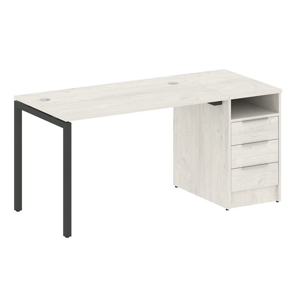 Metal System Quattro Р. ст. с тумбой на П-образном м/к 40БП.РС-СТП-1.2 Дуб наварра/Антрацит металл 1612*720*750 - Вид 1