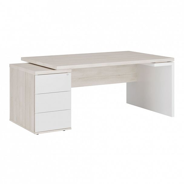 Стол рабочий на опорной тумбе левый Zion 182x100x74 светлый дуб - Вид 1