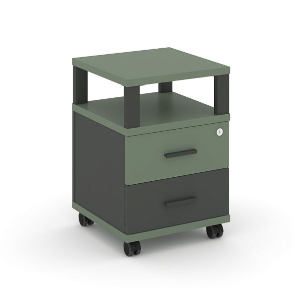 Concept Тумба мобильная 2 ящ. с надставкой CN.TUM-002 A Кобо/Антрацит/Металл Антрацит 420*420*615 - Вид 1