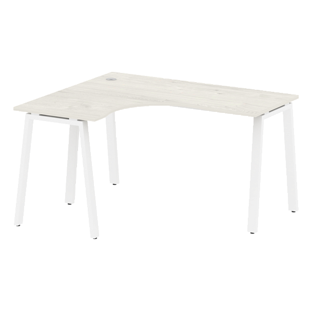 Metal System Стол криволинейный левый на А-образном м/к БА.СА-3 (L) Дуб наварра/Белый металл 1400*1200*750 - Вид 1