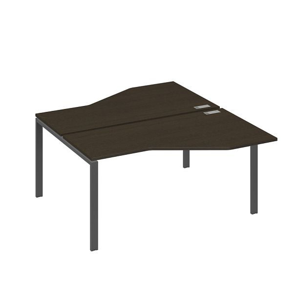 Рабочая станция со столами (2х160) Техно на каркасе UNO A4 А4 Б1 188 БП венге / металлокаркас антрацит - Вид 1