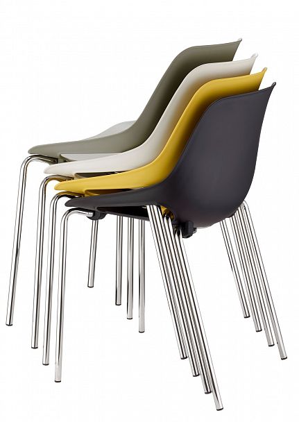 Стул Q5 (4 ножки) каркас хром, желтый, стопируемый - Вид 8