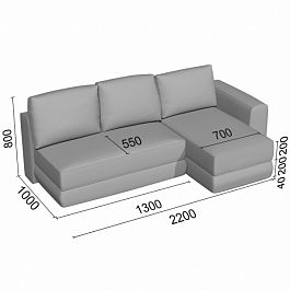 (gog-dus1p) Диван-кровать Гогленд угловой с одним подлокотником - Фото предпросмотра