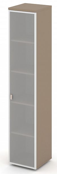 Шкаф высокий узкий (1 высокий фасад стекло в раме сатин матовый) "ESTETICA" ES.SU-1.10R Латте/Сатин матовый - Вид 2