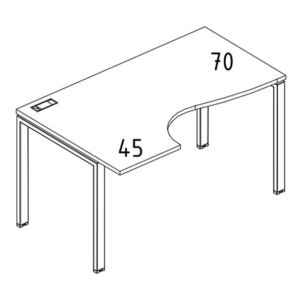 Стол эргономичный левый "Классика" на металлокаркасе UNO A4 А4 Б1 041 БП венге / металлокаркас белый - Вид 3