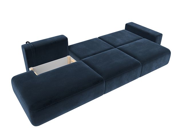 Диван прямой Лига-036 НПБ Модерн Лонг подлокотник справа Велюр синий - Вид 9