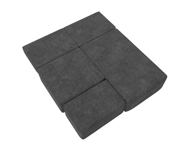 Диван угловой модульный с пуфом Лига-060 НПБ угол универсальный Велюр серый - Вид 9