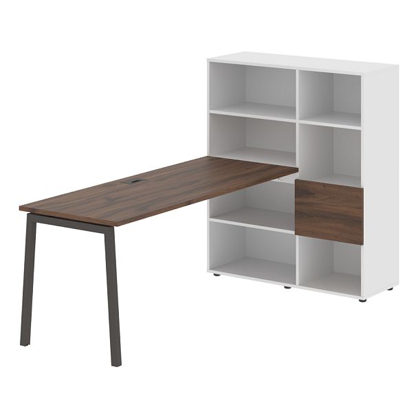 Стол-стеллаж ELRST 1117 Дуб Денвер тёмный/Мокко/Белый 2190х1120х1355 EDIS - Вид 1