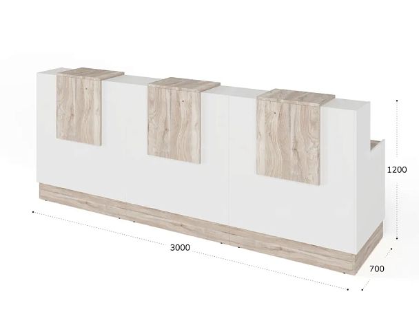 RTD087-300-MA ТАНДЕМ / TANDEM Стойка ресепшн 3-300 3000х700х1200 Дуб Маувелла - Вид 3