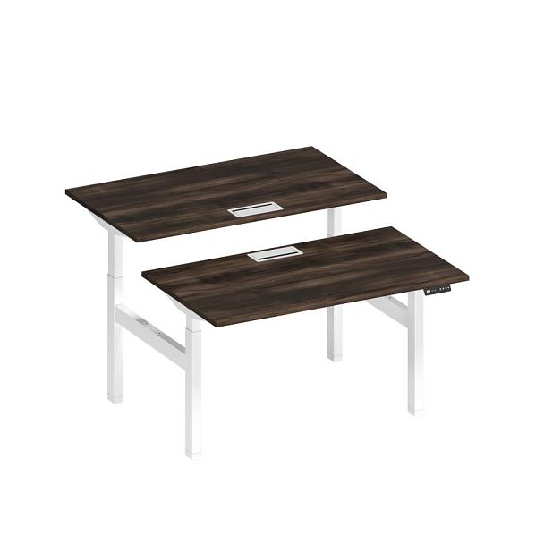 Рабочая станция на электроприводе с заглушками Elevo А2 БГ 102 ДР дуб ристретто/ белый гладкий - Вид 1