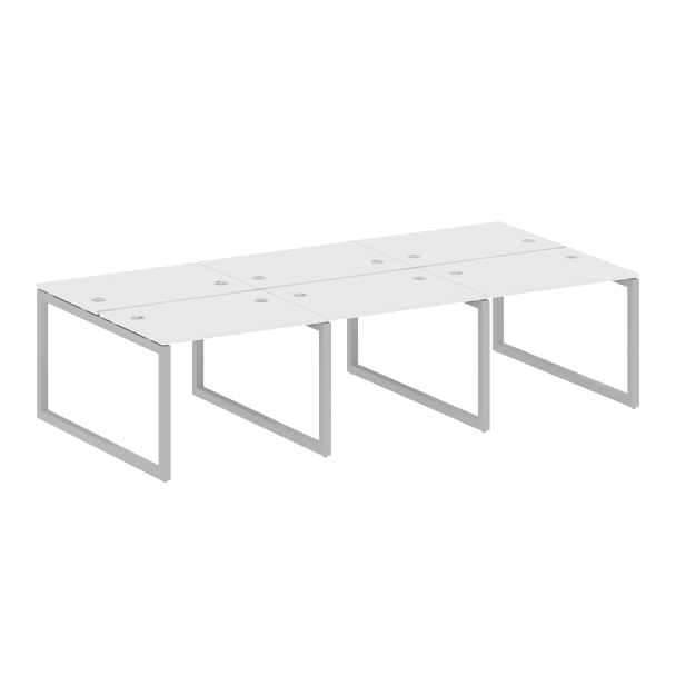 Metal System Quattro Р. ст. на 6 раб. места на О-образном м/к 50БО.СМ-6.1 Белый/Серый металл 3000*1475*750 - Вид 1