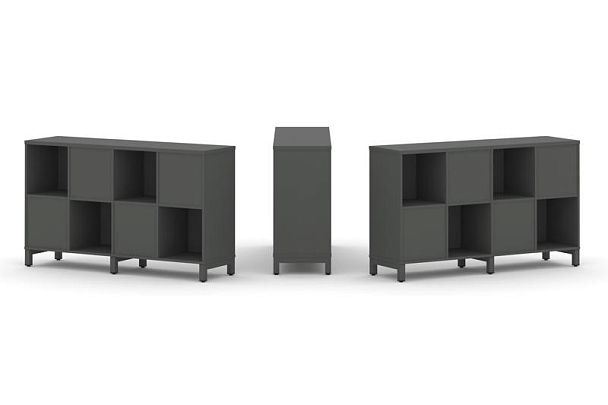 Стайл Проджект Набор стеллажа 2-х сторон., 2 яр. SN.NSD-241 Антрацит/Металл Антрацит 1488*400*881 - Вид 1