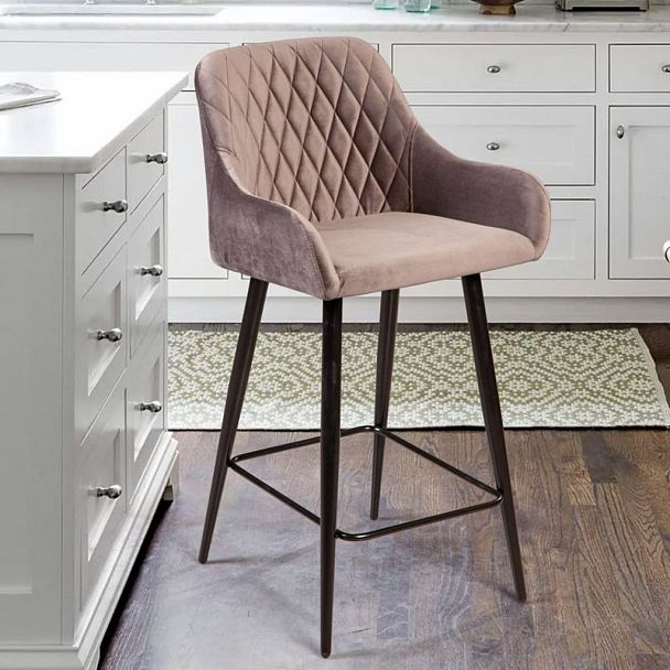 Стул полубарный Robert, бархат светло-серый 26 - Вид 6