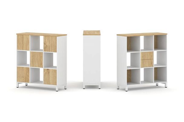 Стайл Проджект Набор стеллажа 1 сторон., 3 яр. SN.NS-331 Белый/Тиквуд Светлый/Металл Белый 1121*400* - Вид 1