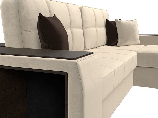 Угловой диван Брюссель правый (полностью микровельвет бежевый) - Вид 4