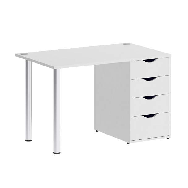 Home Office Стол письменный VR.SP-3-118.4 Белый бриллиант/Хром опоры 1180*720*750 - Вид 1