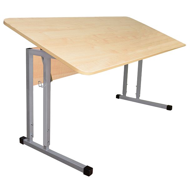 Стол-парта 2-местный, регулируемый угол, "Умник" 1200х500х520-640мм, рост 2-4, серый каркас, ЛДСП клён - Вид 2