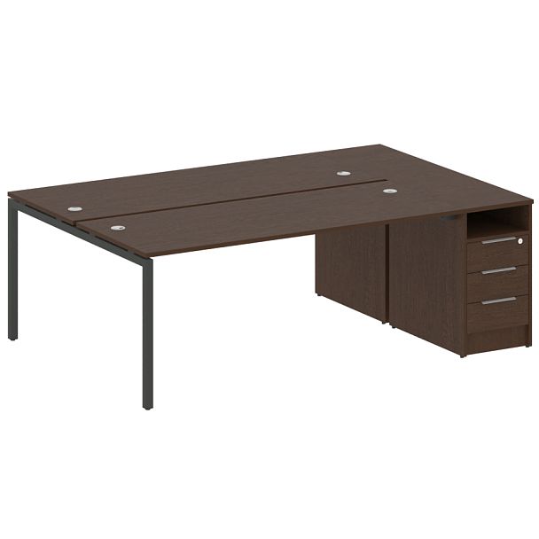 Metal System Quattro Р. ст. с тумбой на П-образном м/к 40БП.РС-СТП-2.5 Венге/Антрацит металл 2212*1475*750 - Вид 1