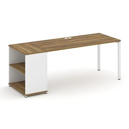 Concept Стол рабочий с опорным стеллажом CN.SP-204 Сандал Янтарный/Белый Бриллиант/Металл Белый 2000*720*750 - Фото предпросмотра