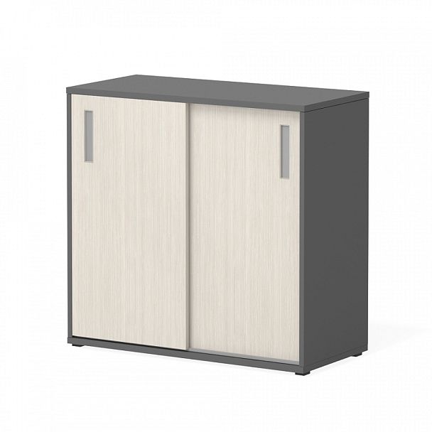 Шкаф-купе низкий "Тандем"  ПК-ТН-Ш76Х79Н/2ДК/1-В2-909 дуб альпийский+антрацит - Вид 1