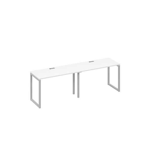 Рабочая станция на металлокаркасе QUATTRO (2х120) A4 А4 Б4 003-2 БП белый премиум / металлокаркас серый - Вид 1