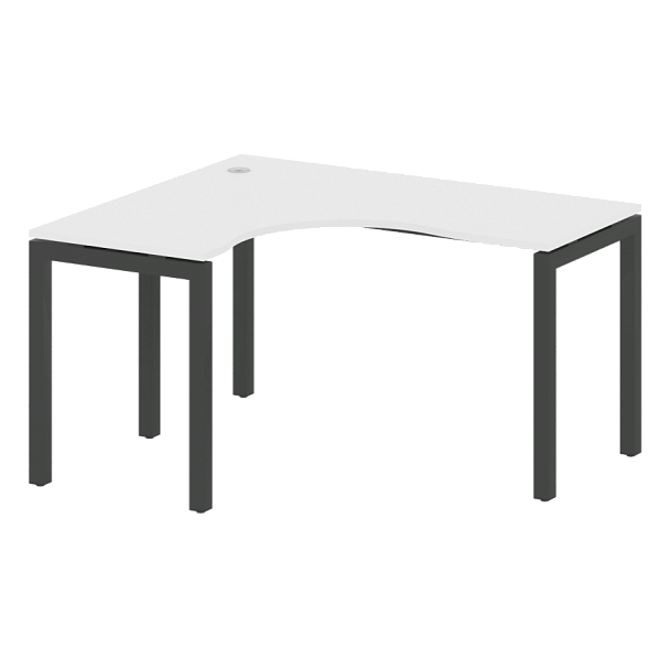 Metal System Quattro Стол криволинейный левый на П-образном м/к 50БП.СА-3 (L) Белый/Антрацит металл 1400*1200*750 - Вид 1