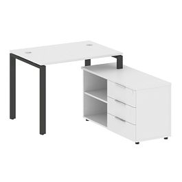 Metal System Р. ст. с тумбой на П-образном м/к БП.РС-СТС-2.1 (R) Белый/Антрацит металл 1100*1520*750 - Фото предпросмотра