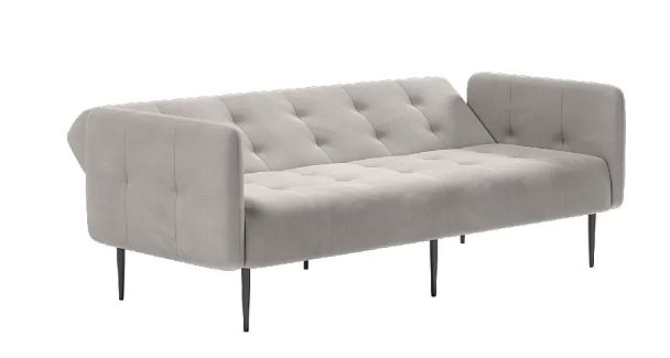 Monaco диван-кровать прямой с подлокотниками, трехместный, велюр серый Velutto 52 - Вид 7