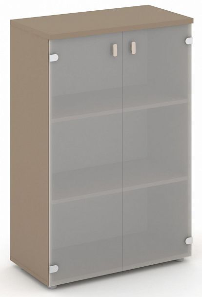 Шкаф средний широкий (2 средних фасада стекло сатин матовый) "ESTETICA" ES.ST-2.4 Латте/Сатин матовый - Вид 1