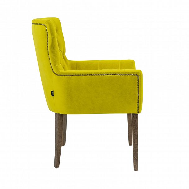 Кресло Байрон, флок Emmanuelle Lux lime, старинный орех - Вид 3