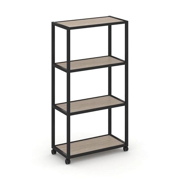 Shelf Mobile Стеллаж 4 уровня 1 секция VR.LT-STK-401.08 Дуб Аттик/Металл Черный 800*400*1523 - Вид 1