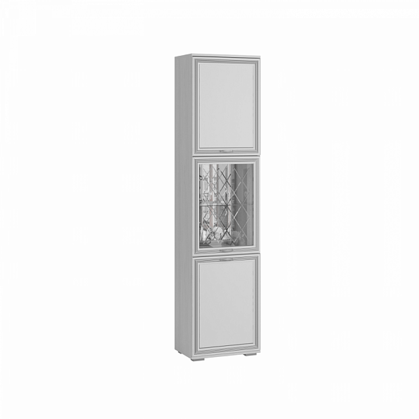 "Ливорно" Пенал с витриной ЛШ-5 ясень анкор светлый патина серебро - Вид 1