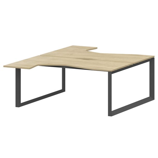 Бенч эргономичный на 2 рабочих места на металлокаркасе НТМП.О.Б2-060 Баттл Рок/Антрацит 1600x2036x750 Аргентум-МП - Вид 1