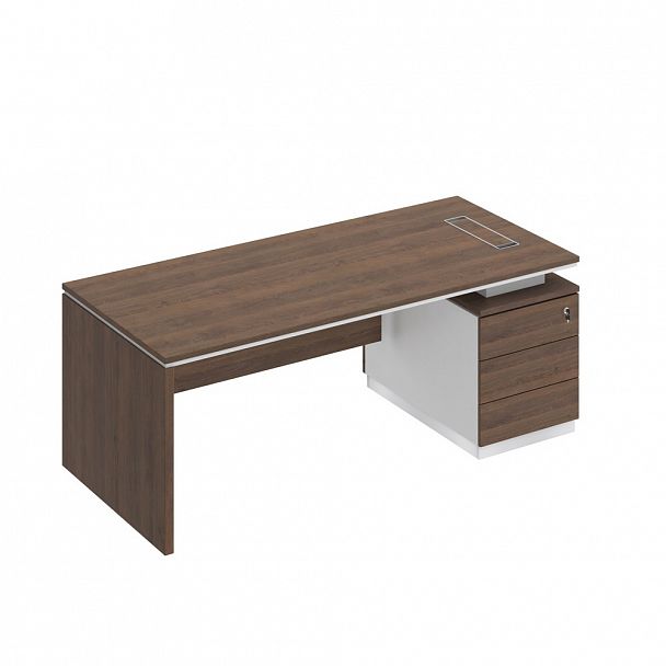 Стол руководителя (опора ДСП) на опорной тумбе (левый/правый) "City" СИ 110 дуб гладстоун/белый премиум/дуб гладстоун - Вид 1